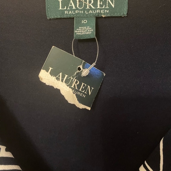 Lauren Ralph Lauren Women's Size 10 Black & White Jersey Sheath Dress Faux Wrap - Picture 10 of 15